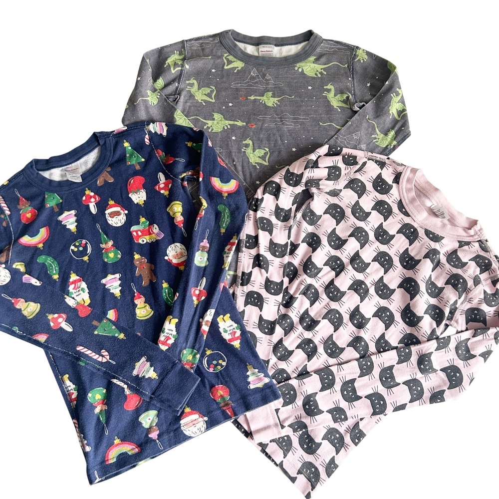 Hanna Andersson‎ Kids Bundle Lot (3) Organic Cotton Pajama Tops Size 12-14